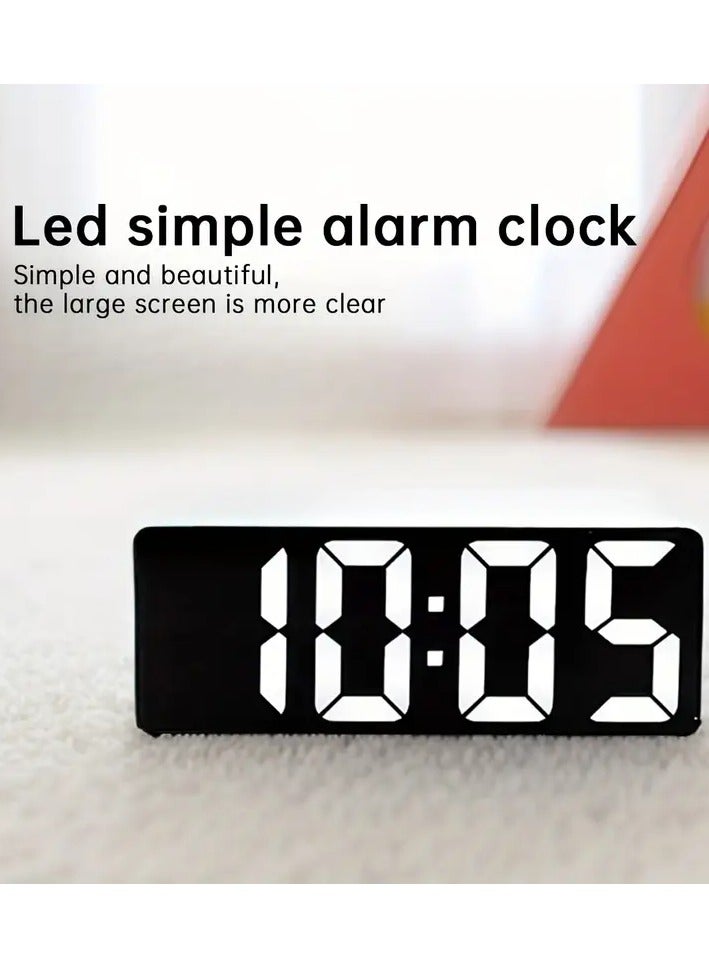 ساعة منبه رقمية LED أنيقة مع التحكم الصوتي ودرجة الحرارة وعرض التاريخ - مثالية للطلاب وديكور المنزل (أسود) - Image 5