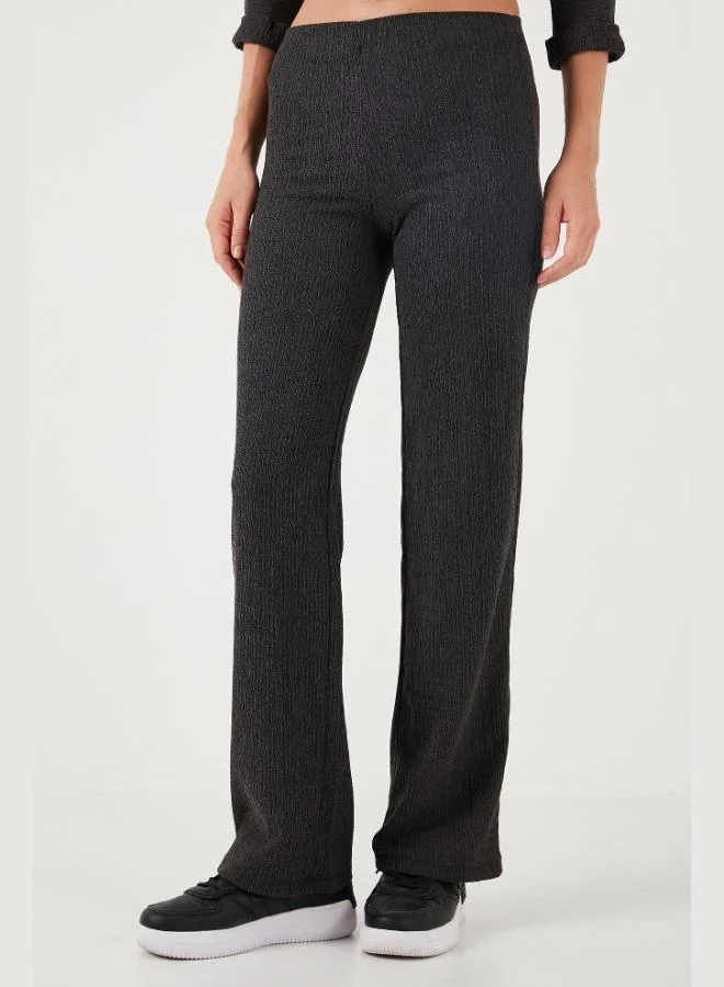 Lela  Lela Slim Fit High Waist Wide Leg Textured Trousers Women's Pants 5865944 for Women | Best Price UAE
