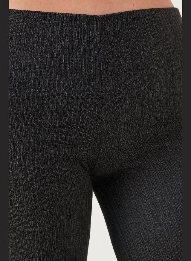 Lela  Lela Slim Fit High Waist Wide Leg Textured Trousers Women's Pants 5865944 for Women | Best Price UAE
