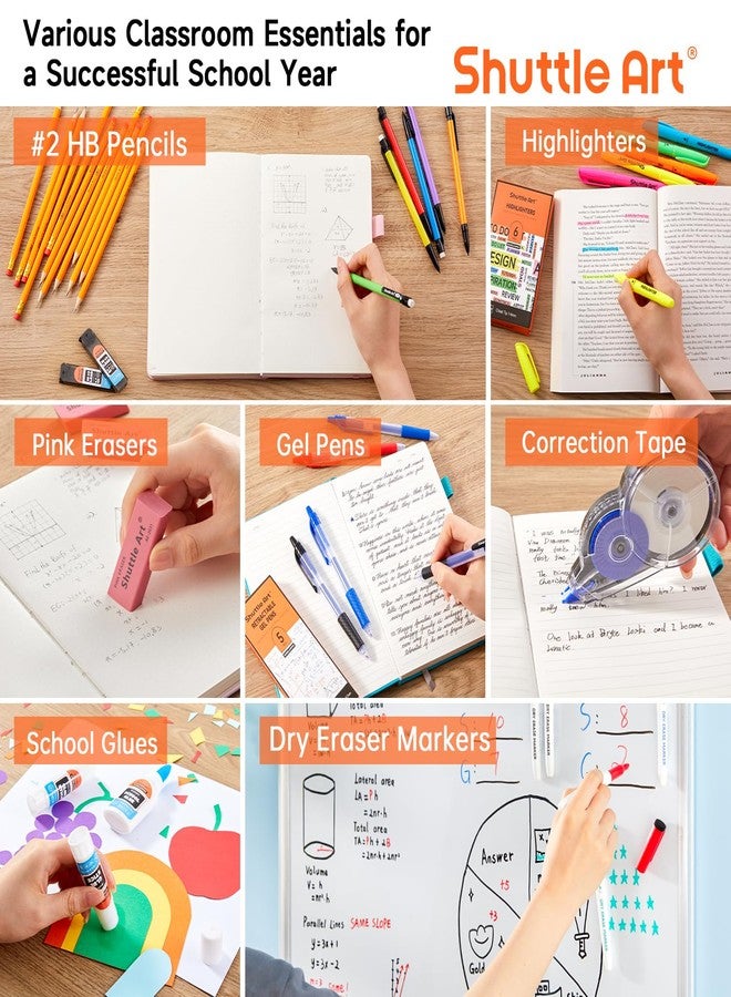 Shuttle Art 71 Pack School Supplies Kit, Middle High Schools, College, Unisex, All Ages, 71 PCS: Pencils, Highlighters, Gel Pens, Dry Erase Markers, Felt Tip Pens, Glue - Image 3