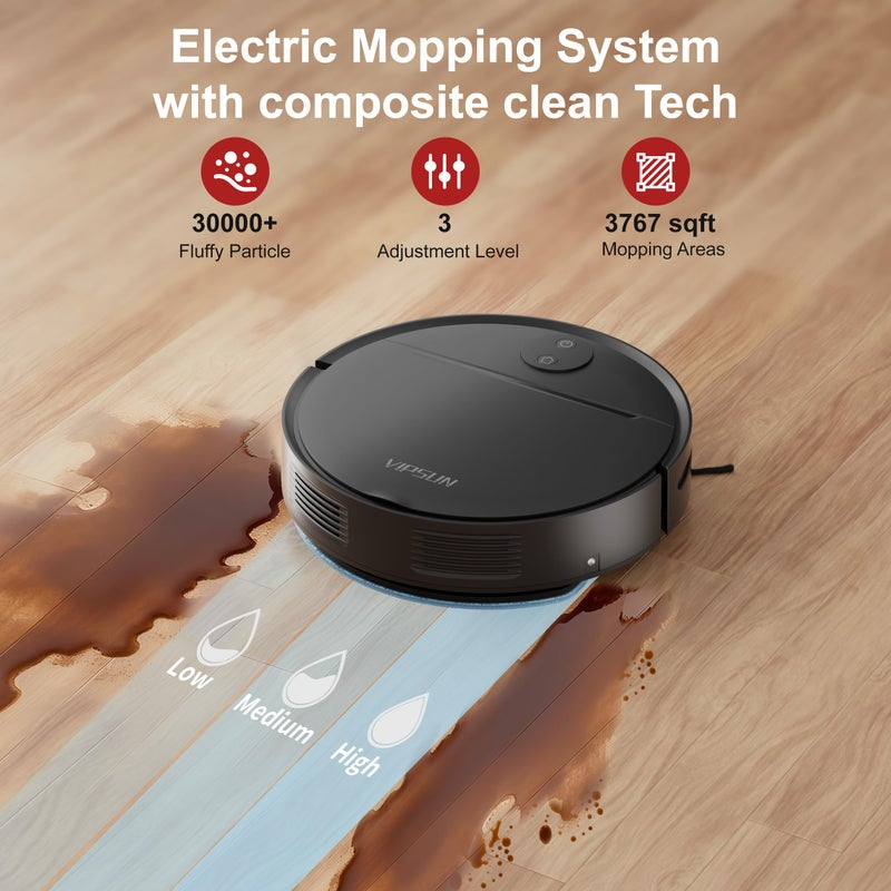 VIPSUN Robot Vacuum and Mop Combo with 4000Pa Suction, APP/Voice/Remote Control, Robotic Vacuums with Personalized Adjustment Setting, Self-Charging, Obstacle Avoidance, Smart Home Robot Aspiradora - Image 2