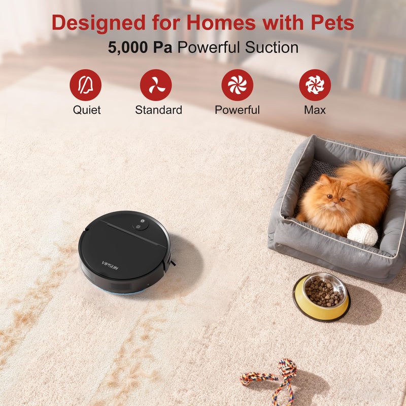 VIPSUN Robot Vacuum and Mop Combo with 4000Pa Suction, APP/Voice/Remote Control, Robotic Vacuums with Personalized Adjustment Setting, Self-Charging, Obstacle Avoidance, Smart Home Robot Aspiradora - Image 4