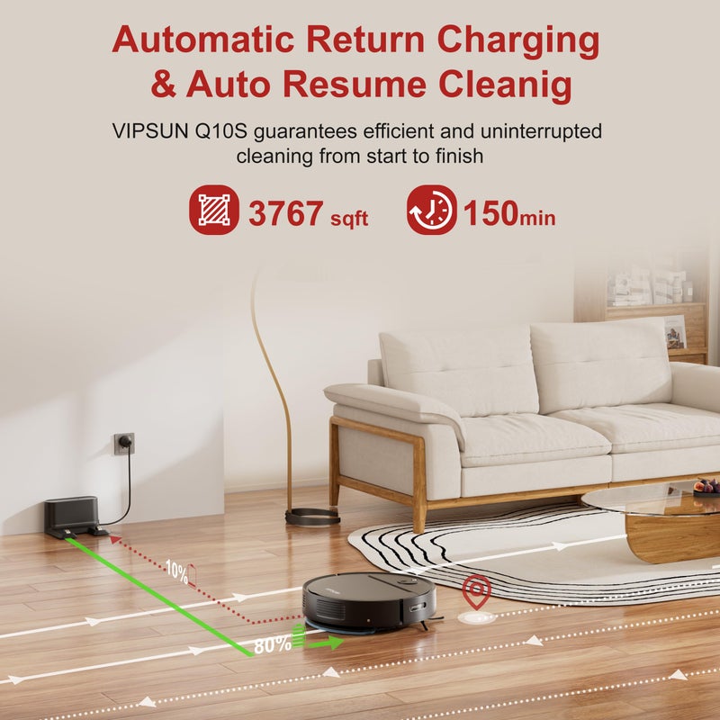 VIPSUN Robot Vacuum and Mop Combo with 4000Pa Suction, APP/Voice/Remote Control, Robotic Vacuums with Personalized Adjustment Setting, Self-Charging, Obstacle Avoidance, Smart Home Robot Aspiradora - Image 5
