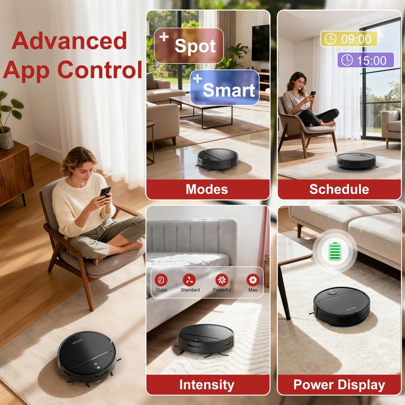 VIPSUN Robot Vacuum and Mop Combo with 4000Pa Suction, APP/Voice/Remote Control, Robotic Vacuums with Personalized Adjustment Setting, Self-Charging, Obstacle Avoidance, Smart Home Robot Aspiradora - Image 3