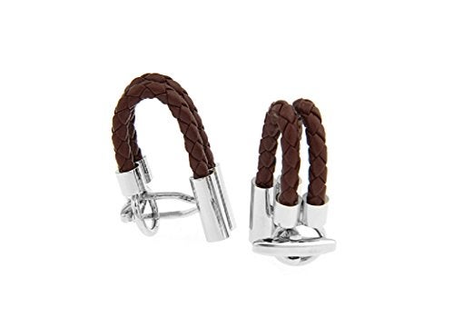 MRCUFF أزرار أكمام جلدية بنية مضفرة من MRCUFF في علبة هدايا وعناية بالجلد - Image 2