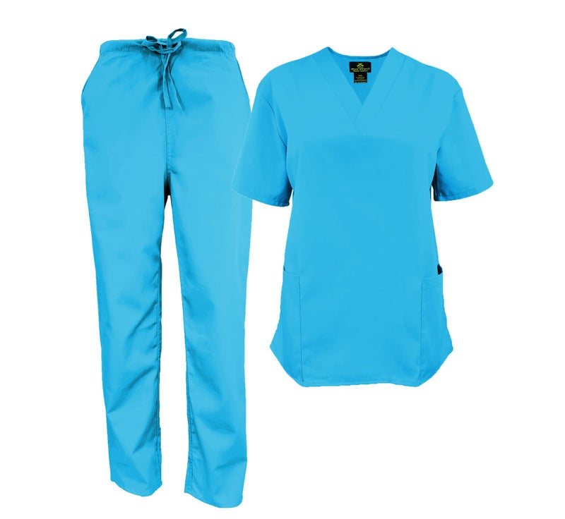 Natural Uniforms Women's Scrub Set - Medical Scrub Top and Pant, Water Blue, X-Large - Image 4