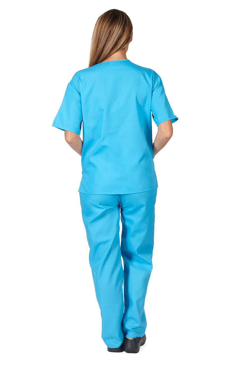 Natural Uniforms Women's Scrub Set - Medical Scrub Top and Pant, Water Blue, X-Large - Image 2