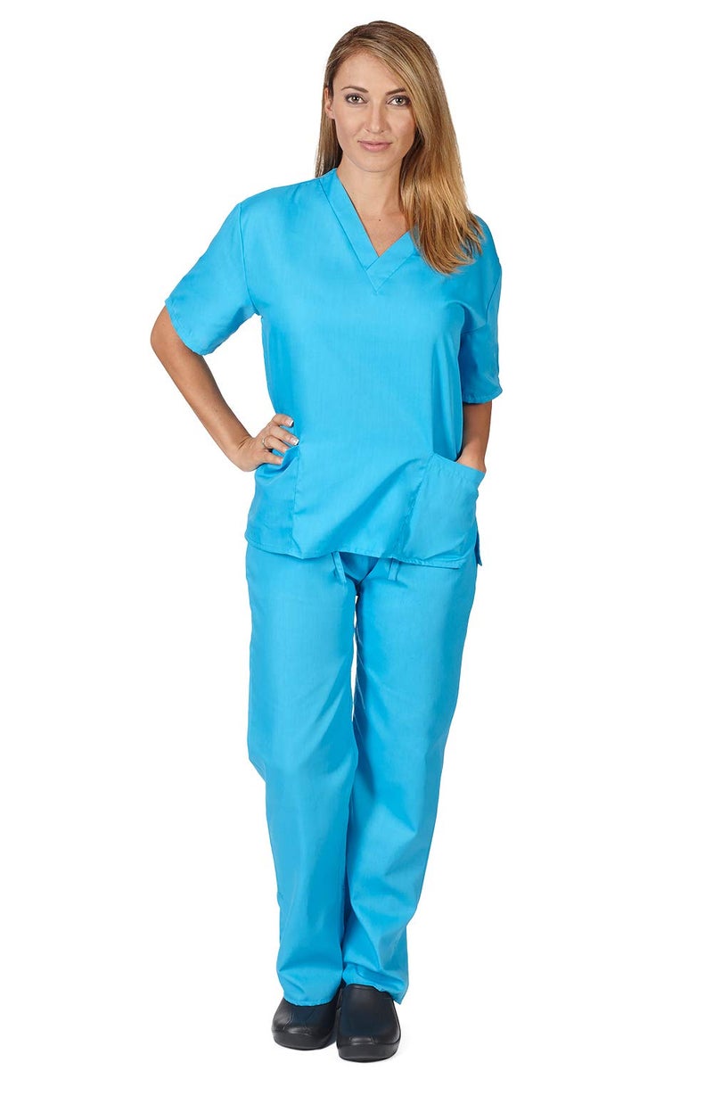 Natural Uniforms Women's Scrub Set - Medical Scrub Top and Pant, Water Blue, X-Large - Image 1