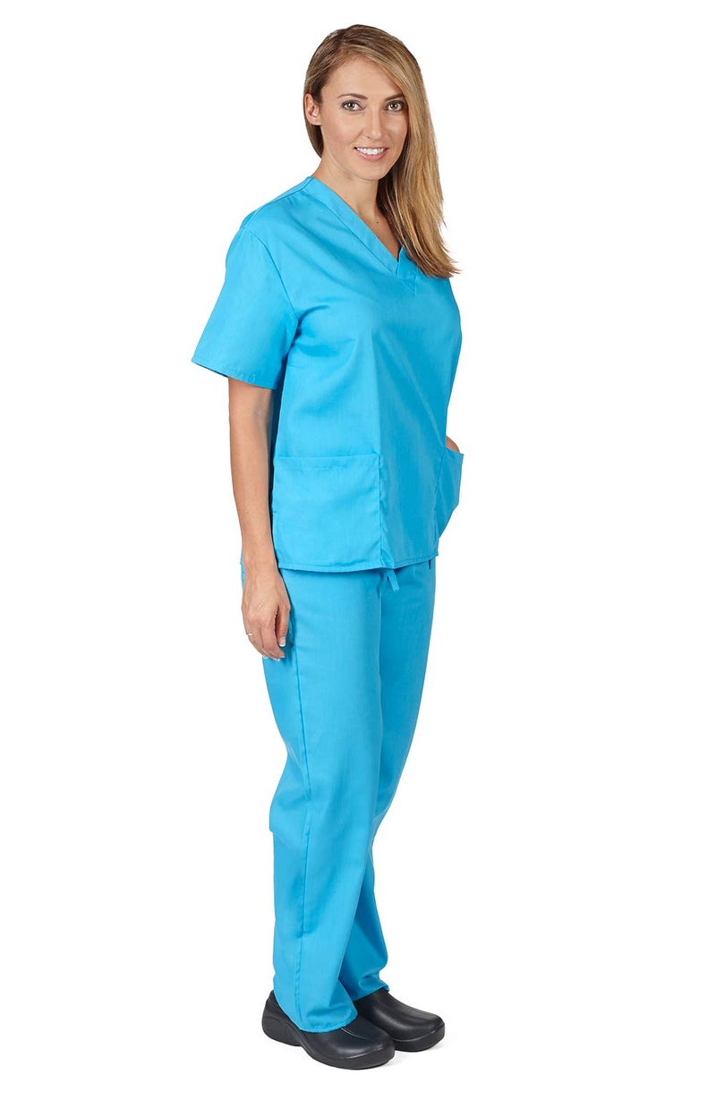 Natural Uniforms Women's Scrub Set - Medical Scrub Top and Pant, Water Blue, X-Large - Image 3