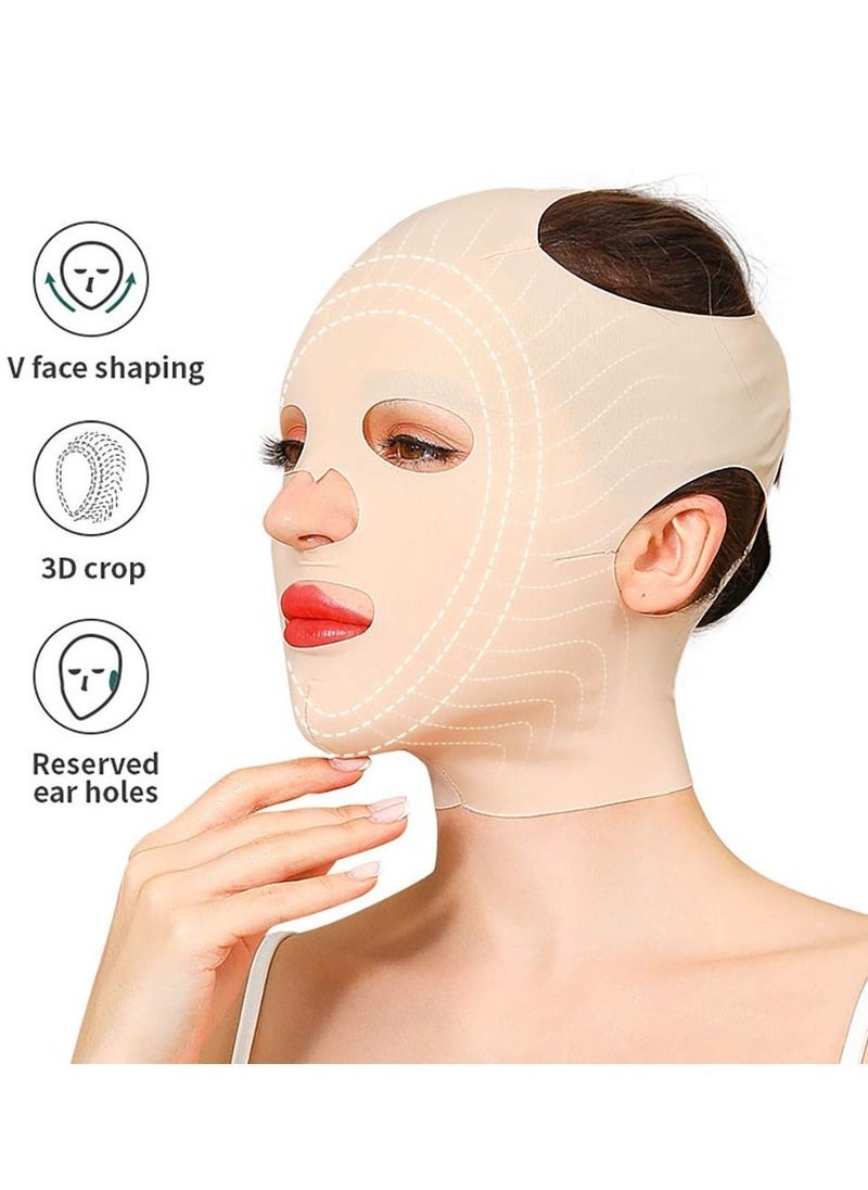 كابتن تيك ضمادة النوم، شد الوجه بالكامل، الذقن المزدوجة الرفيعة، قناع حزام حزام تنحيف الذقن والخد، مشكل تدليك الوجه الرفيع القابل لإعادة الاستخدام وجيد التهوية - Image 2