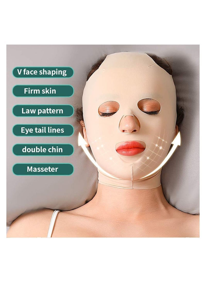 كابتن تيك ضمادة النوم، شد الوجه بالكامل، الذقن المزدوجة الرفيعة، قناع حزام حزام تنحيف الذقن والخد، مشكل تدليك الوجه الرفيع القابل لإعادة الاستخدام وجيد التهوية - Image 4