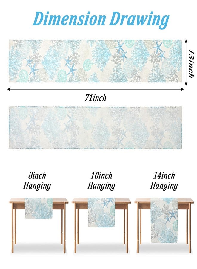 Thrymme Coastal Table Runner, 71*13 Inch Beach Table Runner, Coastal Decor for Home Kitchen Dining Coffee Christmas Holiday Party Decor - Image 2