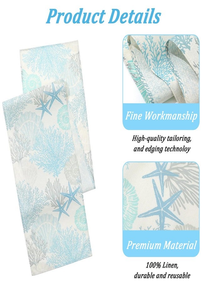 Thrymme Coastal Table Runner, 71*13 Inch Beach Table Runner, Coastal Decor for Home Kitchen Dining Coffee Christmas Holiday Party Decor - Image 4