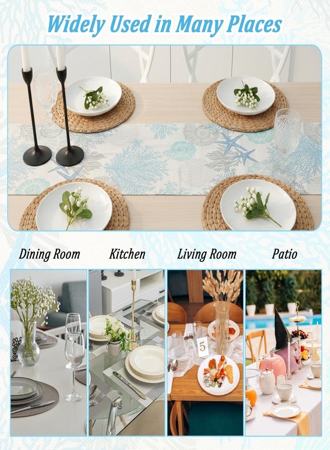 Thrymme Coastal Table Runner, 71*13 Inch Beach Table Runner, Coastal Decor for Home Kitchen Dining Coffee Christmas Holiday Party Decor - Image 3