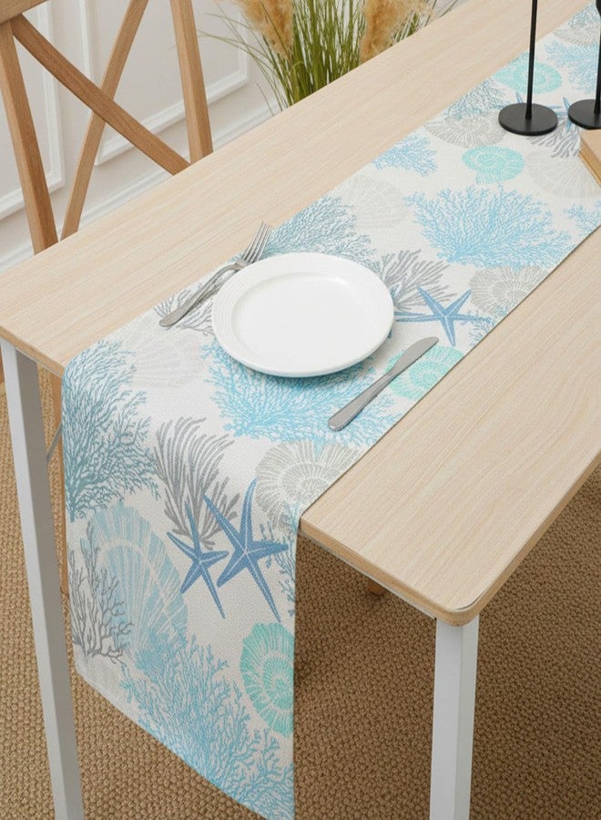 Thrymme Coastal Table Runner, 71*13 Inch Beach Table Runner, Coastal Decor for Home Kitchen Dining Coffee Christmas Holiday Party Decor - Image 5