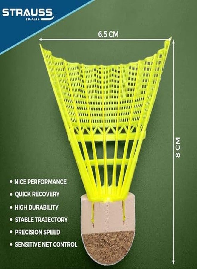 STRAUSS Maxis Pro Nylon Shuttlecock (Pack of 6) | Stable Flight, Fast Recovery & Near Feather Shuttle Performance | Medium Speed, Durable & Less Frequent Replacement, Yellow - Image 3