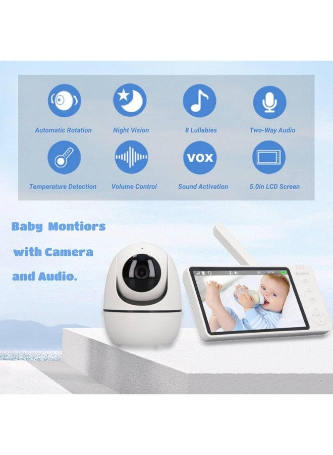 VINGVO 5 Inch HD Baby Camera Monitor with Night Vision, Wireless Smart Monitoring, Sound Detection & Secure 2.4GHz FHSS - Indoor Security Camera for Home, No WiFi Needed - Image 2