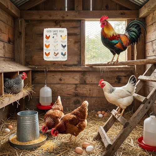 Funnysign Chicken Gifts God Says You Are Amazing Vintage Tin Sign for Chicken Coop Farm Kitchen Garden Yard Decor 8x12 inch (3912) - Image 4