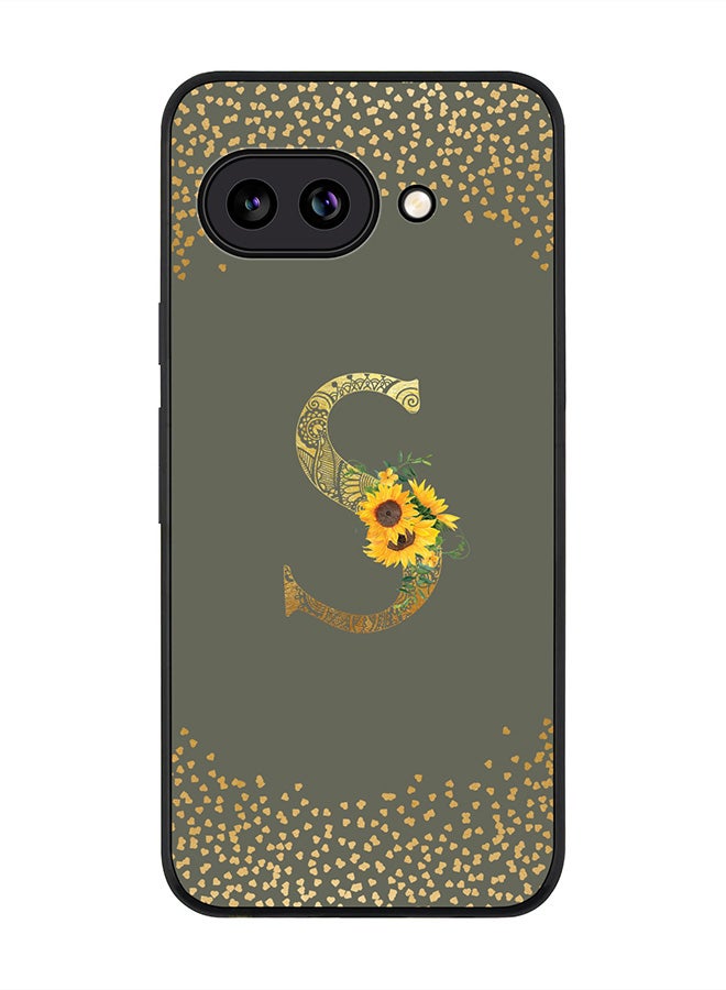 Stylizedd For Google Pixel 9a Case,Slim fit Camera Protection, Shockproof Thin Phone cover  - Custom Floral Monogram - S  (Olive Green )