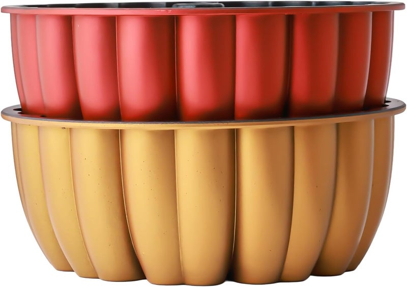 MIENCA Heart Shape Aluminum Cake Pan, Titanium Coating, Non-Stick, 12 Cups, Gifts for Mom, 10 Inch Baking Mold, Cast Aluminum Fluted Tube Pan, Easy to Clean (2-Pack, Red-Gold) - Image 4