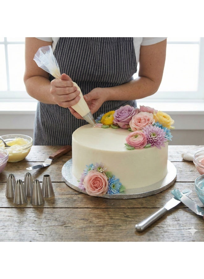 Stainless Steel Piping Tips Set 6 pcs – Russian Flower Nozzles for Cream – Cake & Cupcake Decorating - Image 4