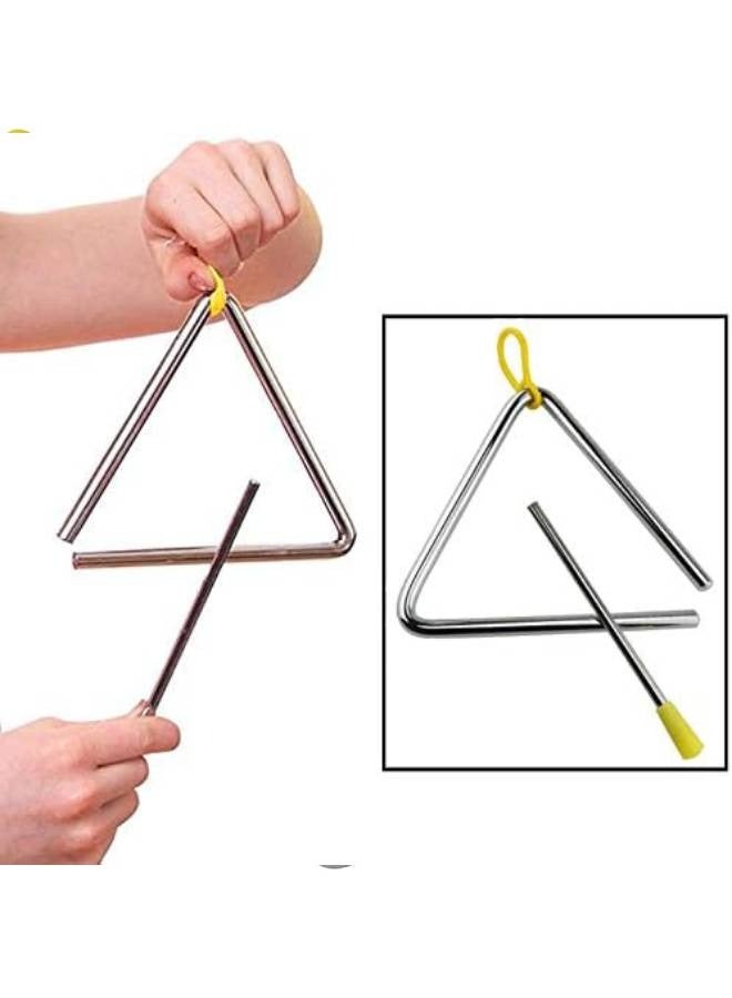 Generic E-outstanding Rhythm Steel Triangle 2PCS 5 Inch Musical Steel Triangles Percussion Instruments with Strikers  - Image 2