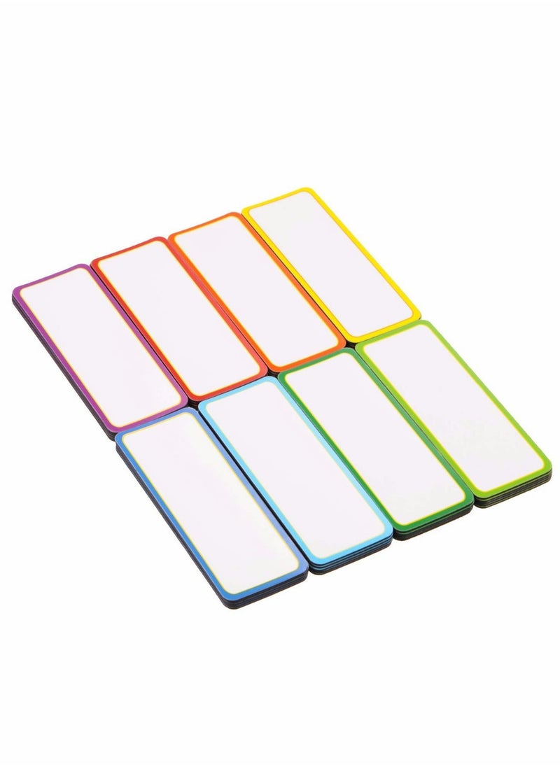 Magnetic Label Sticker, 54 Pcs Dry Erase Labels Reusable Name Tag Plate Writable Erasable Stickers, 9 Colors (8 x 3 cm)