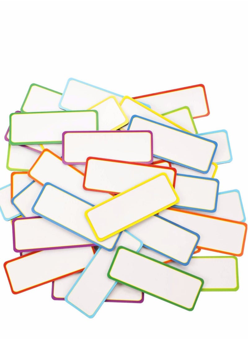 Magnetic Label Sticker, 54 Pcs Dry Erase Labels Reusable Name Tag Plate Writable Erasable Stickers, 9 Colors (8 x 3 cm)