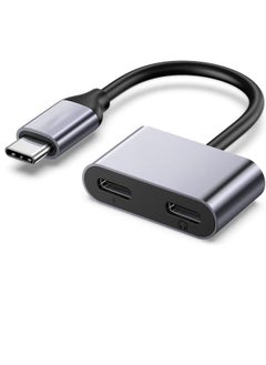 USB C Adapter, 2 in 1 USB C to Dual USB C Audio Charging Converter USB C Headphone Jack Audio Dongle Compatible with iPad Pro 2018, Google Pixel 2 XL, Xiaomi Mix 2S，Smartisan Nut R1, Huawe
