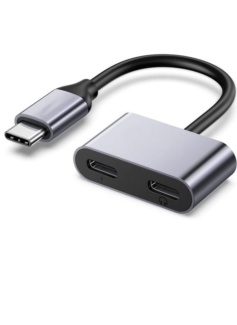 محول USB C 2 في 1 الى مزدوج شحن الصوت جاك سماعة راس دونجل متوافق مع ايباد برو 2018 جوجل بيكسل XL شاومي ميكس 2S سمارتيسان نوت ار هواوي