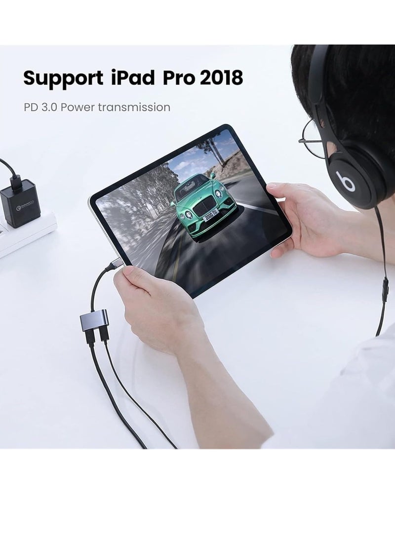 Generic - USB C Adapter, 2 in 1 USB C to Dual USB C Audio Charging Converter USB C Headphone Jack Audio Dongle Compatible with iPad Pro 2018, Google Pixel 2 XL, Xiaomi Mix 2S，Smartisan Nut R1, Huawe - Image 1