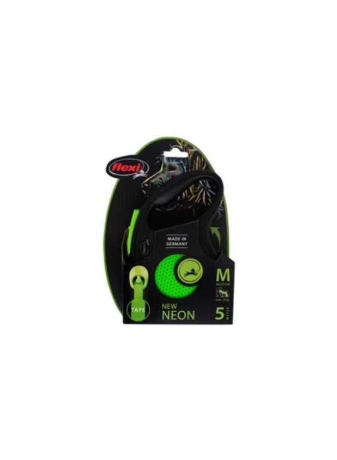 Neon Medium Black & green 5m Retractable Tape Leash for Dogs (Up to 25kg)