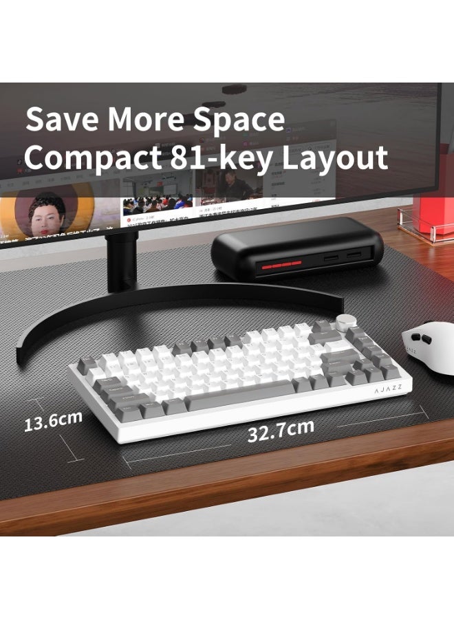 A-jazz AK820 Gaming Keyboard, USB-C Wired 75% Mechanical Keyboard, Spacer-Based Hot-Swappable, Customisable Keyboard, Single-Colour Backlighting, Five-Layer Cushioning, Mechanical Gaming Keyboard with Hot-Swappable Switches, Dials, Red Switches, Gaming Keyboard (Grey and White) - Image 3