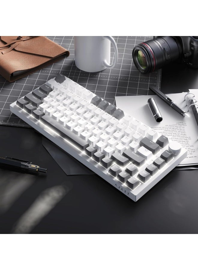 A-jazz AK820 Gaming Keyboard, USB-C Wired 75% Mechanical Keyboard, Spacer-Based Hot-Swappable, Customisable Keyboard, Single-Colour Backlighting, Five-Layer Cushioning, Mechanical Gaming Keyboard with Hot-Swappable Switches, Dials, Red Switches, Gaming Keyboard (Grey and White) - Image 5