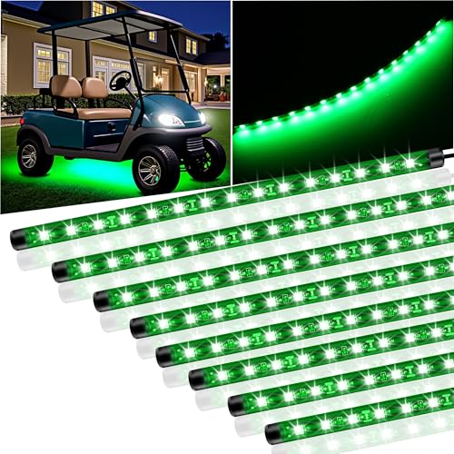 LEYMANRIYA 8 Pcs Car Led Light Strip IP67 Waterproof 11 Flexible Led Lights Underglow 12V for Car Motorcycle Boat Golf Cart Interior Exterior Decoration Green - Image 1