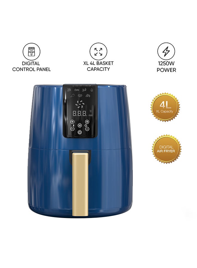 4 Liter Air Fryer, Digital Panel, Non-Stick Coated Pan, Detachable Frying Basket, No-Oil Healthy Frying Grilling and Roasting 4 L 1250 W NAF588D Navy Blue