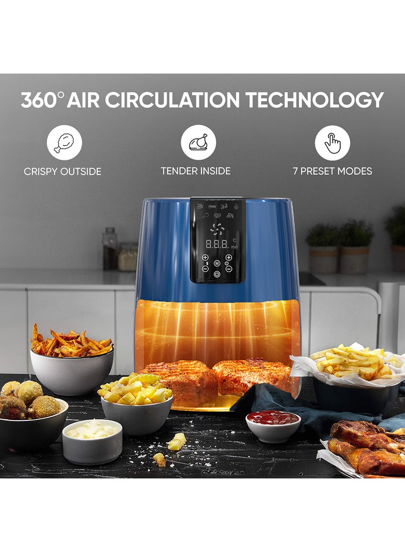 NIKAI 4 Liter Air Fryer, Digital Panel, Non-Stick Coated Pan, Detachable Frying Basket, No-Oil Healthy Frying Grilling and Roasting 4 L 1250 W NAF588D Navy Blue - Image 3