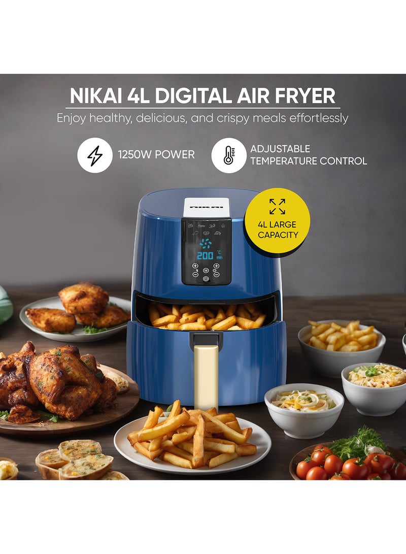 NIKAI 4 Liter Air Fryer, Digital Panel, Non-Stick Coated Pan, Detachable Frying Basket, No-Oil Healthy Frying Grilling and Roasting 4 L 1250 W NAF588D Navy Blue - Image 2
