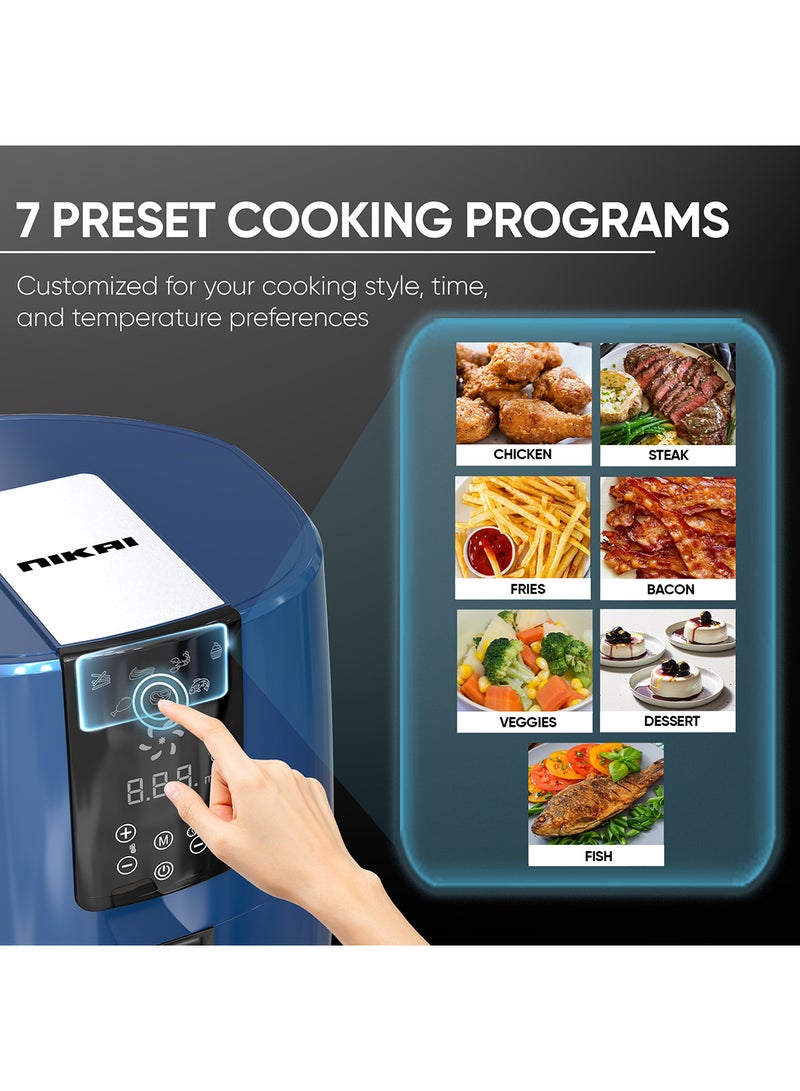 NIKAI 4 Liter Air Fryer, Digital Panel, Non-Stick Coated Pan, Detachable Frying Basket, No-Oil Healthy Frying Grilling and Roasting 4 L 1250 W NAF588D Navy Blue - Image 4