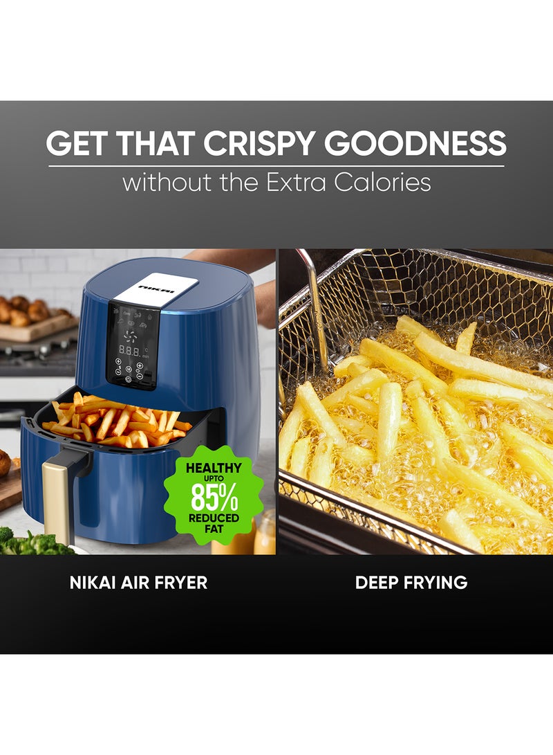 NIKAI 4 Liter Air Fryer, Digital Panel, Non-Stick Coated Pan, Detachable Frying Basket, No-Oil Healthy Frying Grilling and Roasting 4 L 1250 W NAF588D Navy Blue - Image 5