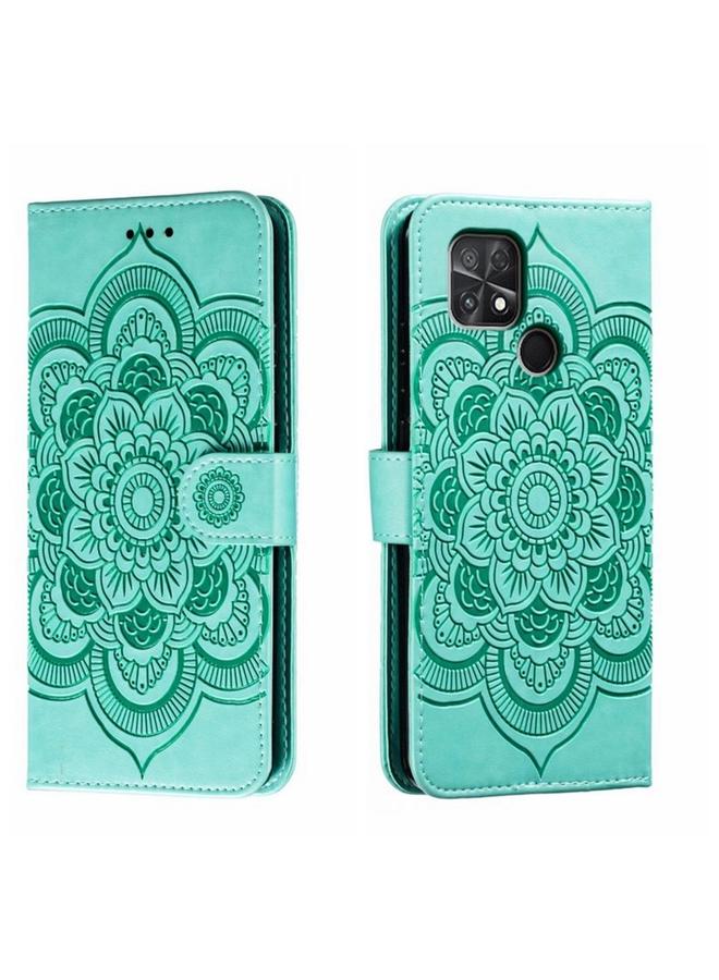 The Bros Case For Xiaomi Poco C40 Sun Mandala Embossing Pattern Phone Leather Case