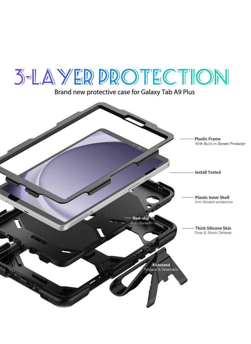 Generic - For Galaxy Tab A9 8.7 2023 Tablet Case, SM-X110/X115 Rugged Heavy Duty Armor Shock Shock Survival Flat Case with Stand - Image 1