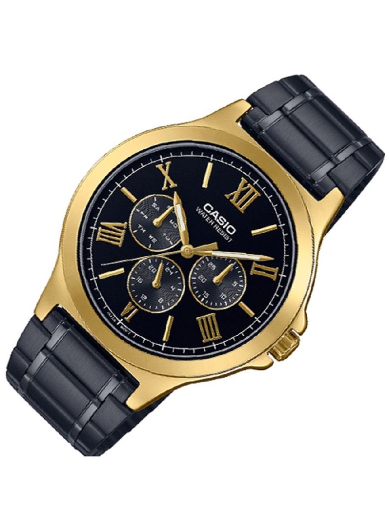كاسيو ساعة كاسيو للرجال انالوج بعقارب متعددة سوداء سوار ستانلس ستيل MTP-V300GB-1AUDF - Image 2