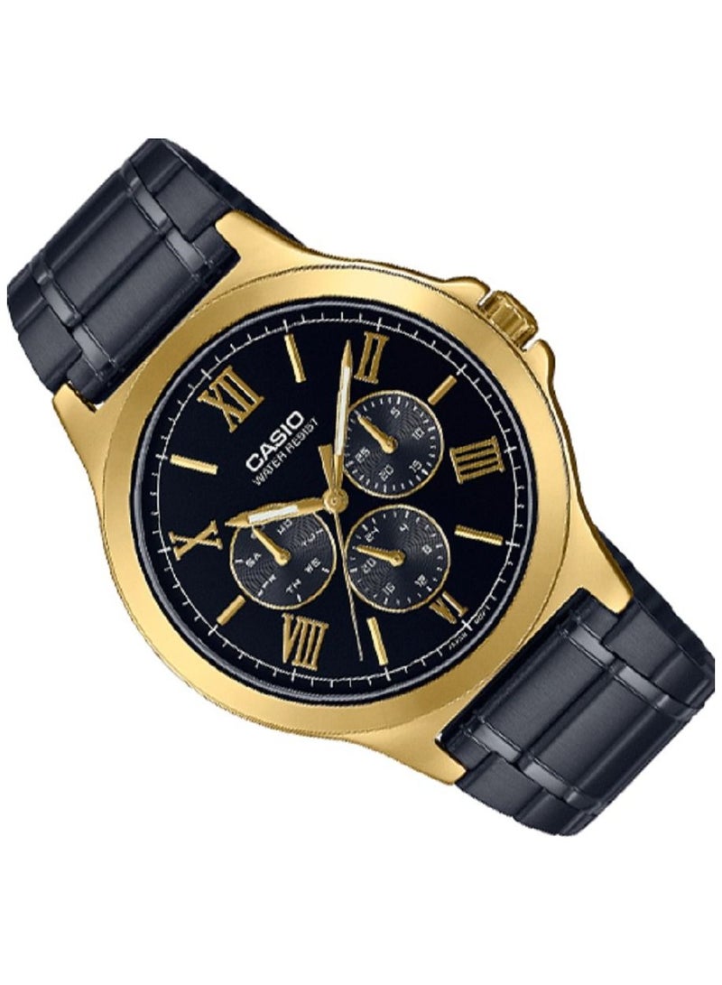 كاسيو ساعة كاسيو للرجال انالوج بعقارب متعددة سوداء سوار ستانلس ستيل MTP-V300GB-1AUDF - Image 3