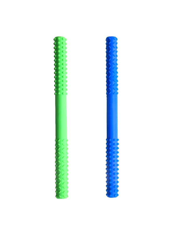 Abley's Sensory Chew Tubes, Textured Silicone, Set of 2 (Green & Blue) - Image 1