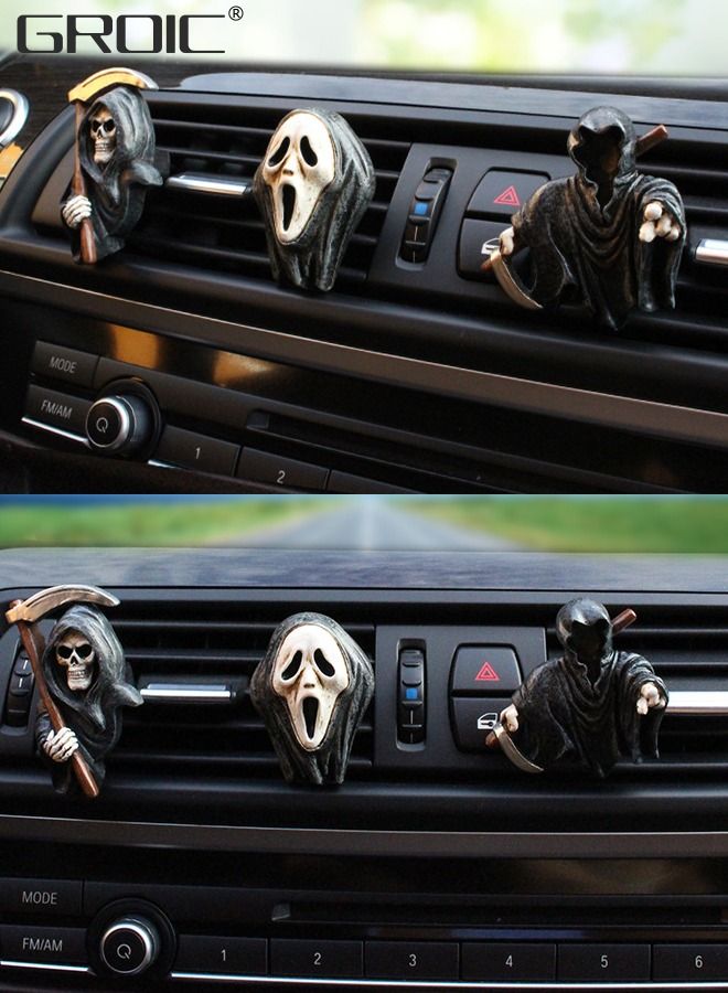 GROIC 3 Packs Car Air Freshener Clips,Car aromatherapy,Car Accessories,Car Vent Decoration, Skull Car Interior Accessories,Creative Vehicle Supplies - Image 2