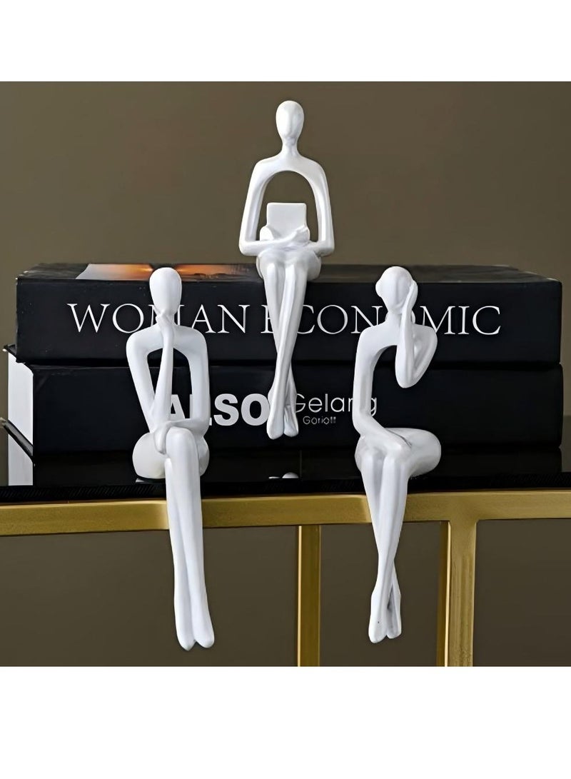 دي آند أل مجموعة من 3 قطعة من الفن التجريدي المفكر النحت التجريدي النحت زخرفة زخرفة الراتنج التماثيل الحديثة مكتب زخرفة رفوف صغيرة ديكور المنزل ديكور غرفة المعيشة التماثيل - Image 4