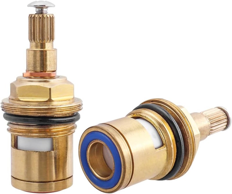 Eyech طقم استبدال خرطوشة صنبور نحاسي 2 قطعة 20 سن لقرص سيراميك G12 صمام ساخن وبارد لمغاسل الحمام والمطبخ - Image 1