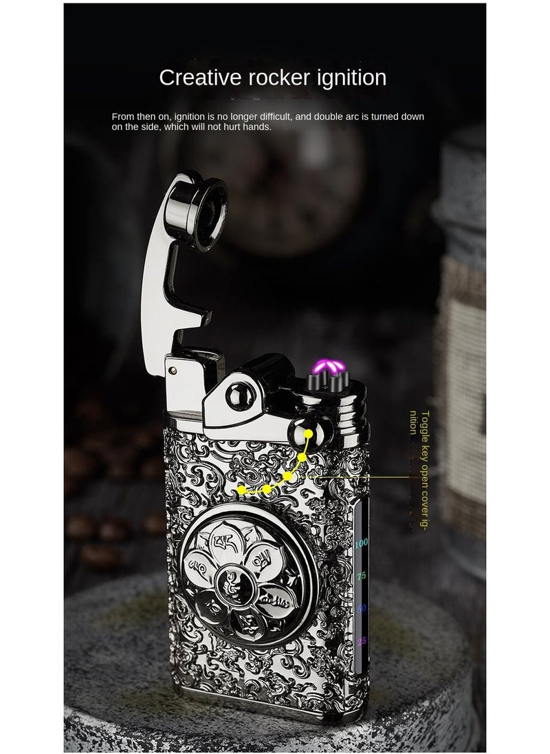 Generic Electric Lighter Rechargeable Flameless USB Lighter, Windproof Dual Arc Plasma Lighters, Unique Pattern  Vintage Cool Lighters for Men Women, Flip Lighters for Candles Camping  - Image 3