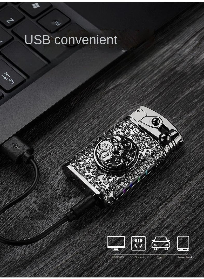Generic Electric Lighter Rechargeable Flameless USB Lighter, Windproof Dual Arc Plasma Lighters, Unique Pattern  Vintage Cool Lighters for Men Women, Flip Lighters for Candles Camping  - Image 5